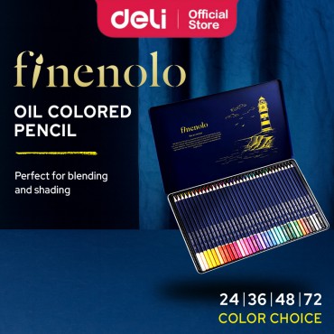 Deli Finenolo Oil-Based Colour Pencil Basswood Lead Pensel Warna School Art (24/36/48/72 Pcs)