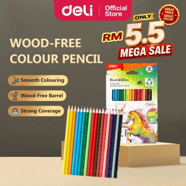 Deli ENOVATION Colour Pencil Wood-Free Pensel Warna Warni Art Pensil Color School Supplies Student