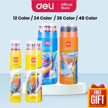 Deli Classic Oil-Based / Water Colour Pencil / Erasable Long Color Pensel - 12/24/36/48 Warna