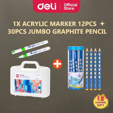 Deli Acrylic Paint Marker Pen Twin Tip Soft Tip Multi-Surface Art Markers Sketching Drawing Kids