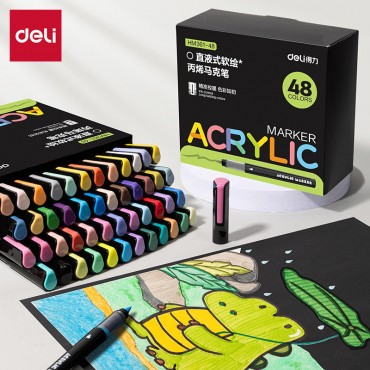 Deli Acrylic Paint Marker Soft Tip Pen Paint Drawing Colouring Painting Art Direct Ink Flow Sketch