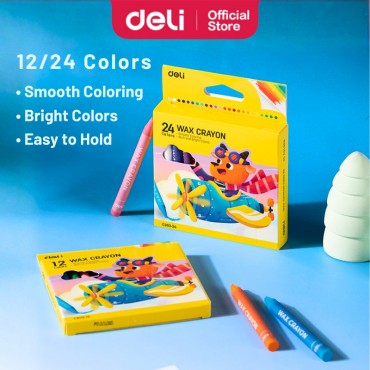 Deli Wax Crayon Warna Krayon Crayon For Kids 12/24 Colour Set Oil Pastel For Kids Non Toxic Stationary