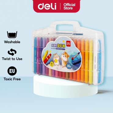 Deli Twist Crayon Pen Non Dirty Non Toxic Washable Painting Colouring Oil Pastel 蜡笔