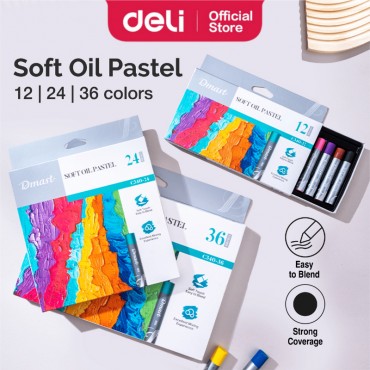 Deli Dmast Oil Pastel Crayon (12 / 24 / 36 Colours) Non-Toxic Painting Warna Krayon
