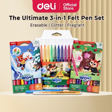 Deli Fragrant Glitter Erasable Magic Pen Fineliner Smooth Color Fine Point Marker Kid Student School