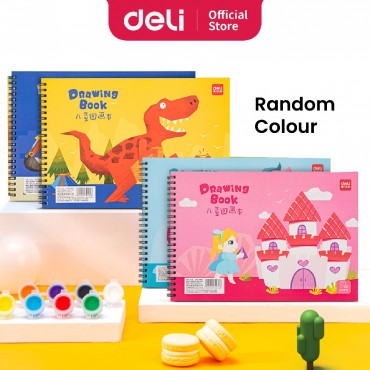 Deli Cute Coil Drawing Book Assorted Cartoon Design Spiral Paper Kertas Mewarna Lukis (30 Sheets)