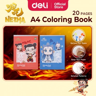 Deli Nezha Limited Edition A4 Colouring Book Drawing Cartoon Design 210×290mm Kertas Melukis Mewarna