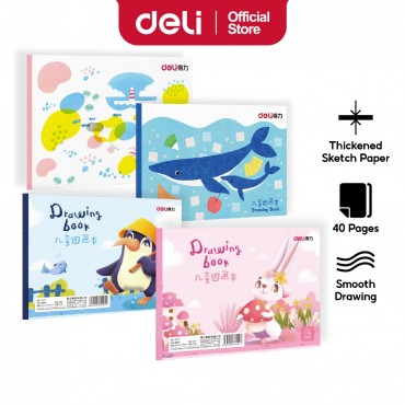 Deli Drawing Block 80gsm 30 Sheets Painting Book Kertas Lukisan Mewarna Red Double Offset Paper