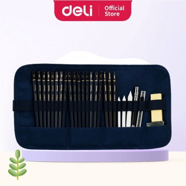 Deli Finenolo Professional Sketching Pencil Set Pensel Melukis 2H-12B Assorted Art Tools (27pcs)