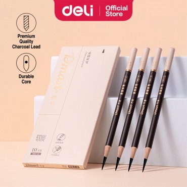 Deli Dmast High-Quality Charcoal Sketching Pencil 10 pcs Set Charcoal Sketch Charcoal Pencils Soft / medium / Hard
