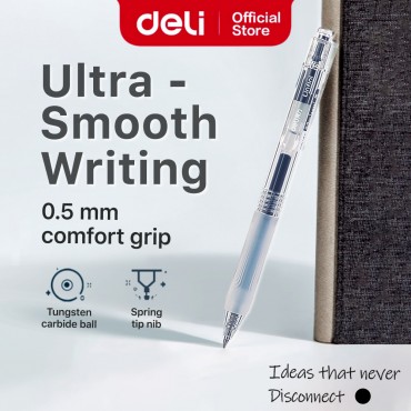 Deli Lineflow Gel Pen 0.5mm Bullet Tip Smooth Writing Comfortable Grip Office School Stationery