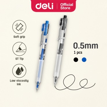 Deli Gel Pen 0.5mm ST Tip Comfort Grip Smooth Writing Office School Stationery Ball Pen Set Murah