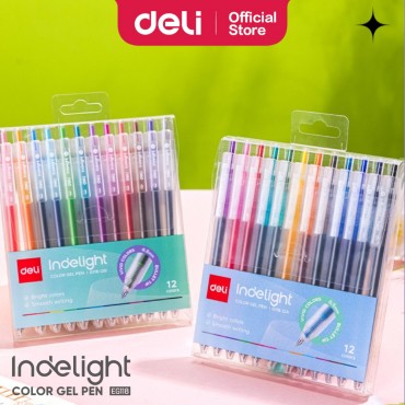 Deli Delight Gel Pen Multiple Colour Pens 0.5mm Smooth Writing Bright Colours (12 Pcs/Box)
