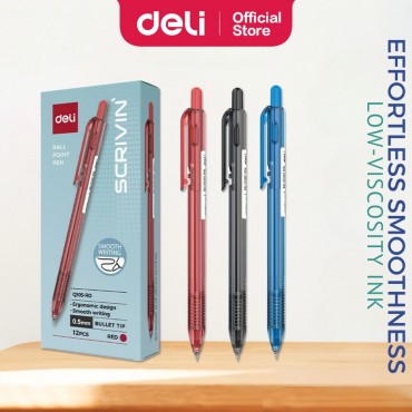 Deli ROBALL Ballpoint Pen 0.5mm Retractable Smooth Writing Quick-Drying Pen Borong Murah Ball Point