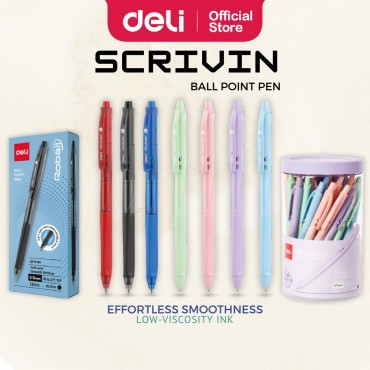 Deli ROBALL Smooth Gel Ink Ballpoint Pen Quick-Drying Retractable Ball Pen Set Murah Borong (50pcs)