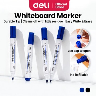 Deli Whiteboard Marker Pen Refillable Durable Marker Papan Putih Alat Tulis Sekolah Office Stationery