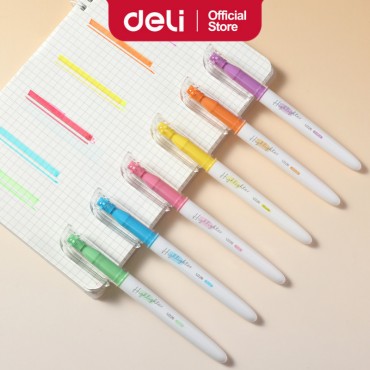 Deli Highlighter Pen Vivid Color No Smudge Chisel Tip 1–4mm with Pen Clip Design for School Office