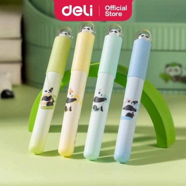 Deli Panda Highlighter Pen Set Fluorescent Macaron Pen Penyerlah Student Classroom Cute Penanda 荧光笔