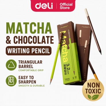 Deli Nusign 2B Wooden Pencil Matcha Design Smooth Writing Easy Erase Graphite Pencil School Use