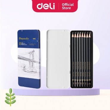 Deli Finenolo Assorted Graphite Pencil Set 2H H HB B 2B 4B 6B 8B for Sketching Pensel Melukis (8pcs)