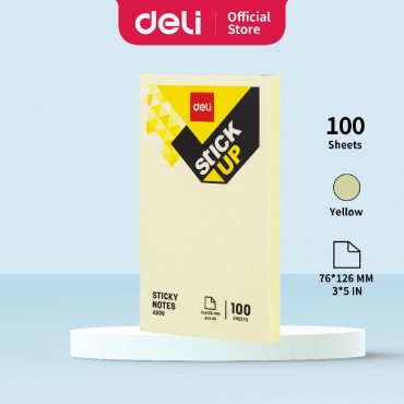 Deli Memo Sticky Notes 76 Yellow Color (126mm/3" x 5" x 100 Sheets) EA00553