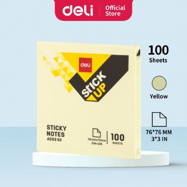 Deli Strong Adhesive Sticky Note Memo Pad Bookmark Neon Yellow Stick On Notes (38mm - 126mm)