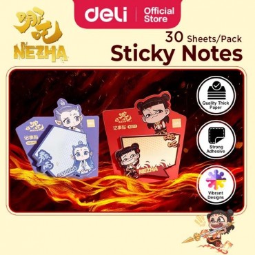 Deli Nezha Sticky Notes 30sheets Memo Book Mark Notepad Strong Adhesive Note Student Office