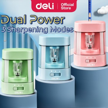 Deli Sharpener Automatic USB Battery Desktop Electric Pencil Pengasah Pensil Office Stationery 削笔器
