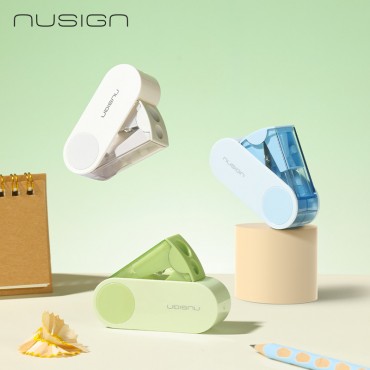Nusign Dual Hole Design Pencil Sharpener With Blister Card Alloy Blade Pengasah Pensel School Office Use