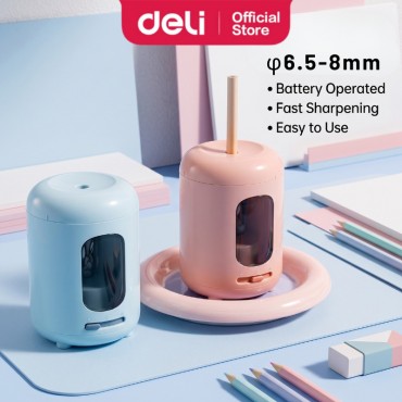 Deli Electric Sharpener Auto Feed Pencil φ8mm Sharpening Pengasah Pensel Student School Stationery