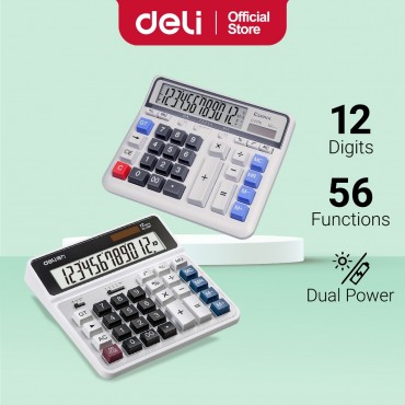 Deli 12 Digits Mechanical Key Desktop Calculator Large Button Office Calculators Adjustable Decimal