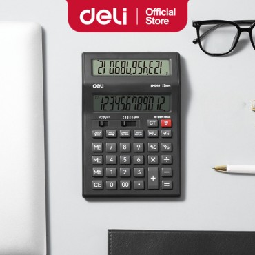 Deli 12 Digits Dual Display Calculator Office Large LCD Display Decimal Function Desktop Calculator