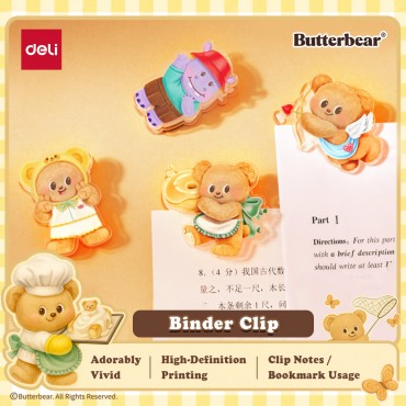 Deli Butterbear Paper Clip 45cm Multipurpose Carton Binder Clip Notes Bookmark School Office Use 夹子