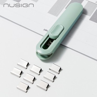 Deli Nusign Nail Free Stapler Transparent Pusher Clips Paper Clam Clip Dispenser 文件推夹器固定器