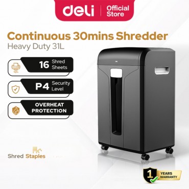 Deli Automatic Paper Shredder Machine Cutter Paper 31L Security Level P4 Pemotong Kertas