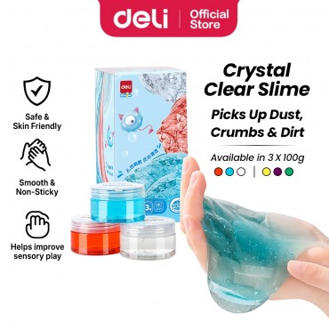 Deli Colourful Slime Gel 300gm DIY Safe Kids Toys Non-toxic Mainan Decompression Toy 史莱姆 (3Pcs/Box)