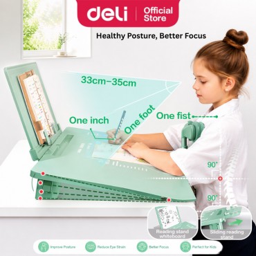 Deli Kids Study Stand Adjustable Angle Reading Writing Desk Ergonomic Book Holder Table 调整坐姿书架