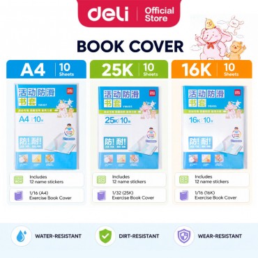 Deli Book Cover Transparent Waterproof Book Wrap Paper A4 25K 16K School Textbook Exercise Protector