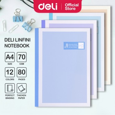 Deli Linfini Perfect Binding A5 Lined Paper Colourful Notebook 70gsm 80pages Students School Art Supplies