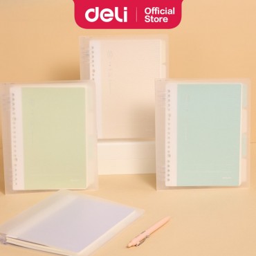 Deli A5 Loose Leaf Notebook Transparent Cover Refillable Journal Diary Notepad 70/80gsm (40/60 Sheets)
