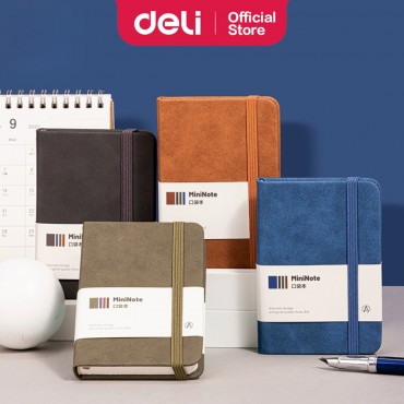 Deli Mini Note A7 Leather Cover Notebook 192 Pages Paper Notepad Thick Cute Notebook School Supplies