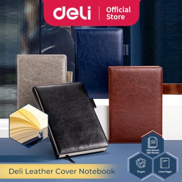 Deli Leather Notebook A5 70gsm 100 / 180 Sheets Nota Journal School Office Writing Buku Refillable