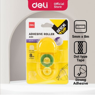 Deli Double-Sided Dot Glue Tape Adhesive Roller (5mm x 8m) Gam Scrapbooking Photo Album Office Stationery Supplies