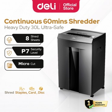 Deli Heavy Duty Paper Shredder 30L Cutter Machine Mesin Kertas Hancur Office ET098