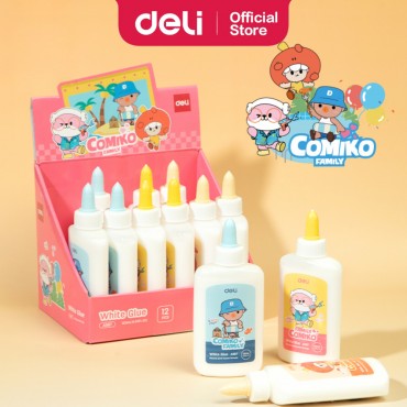 Deli Cute White Glue Solvent-Free Washable Non-Toxic Twist Lock Thin Tip Applicator School Craft Adhesive