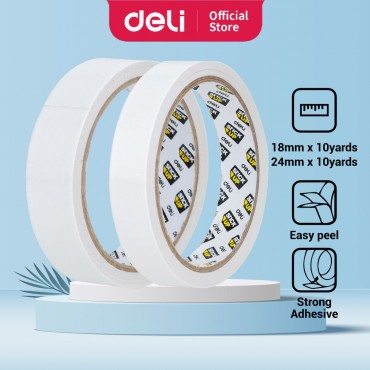 Deli Heavy Duty Double-Sided Tape (2.5cm x 80um x 10Y) Double Tape Strong Adhesive