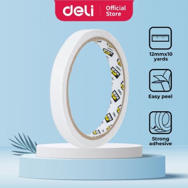 Deli Stick Up Double-Sided Tissue Tape Strong Adhesive (12mm x 1m)