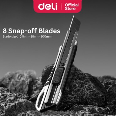 Deli SK5 Blackened Blade Cutter Craft Knife Rust Proof Auto Lock Pisau Pemotong Office 美工刀片