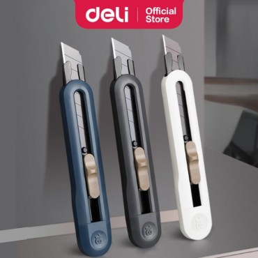Deli Nusign Utility Cutter Knife Anti-Rust Coating Blade Auto Lock Retractable Carbon Alloy (1pcs)