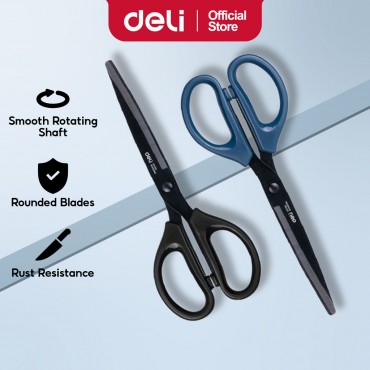 Deli Stainless Steel Office Scissor Anti Rust Blade Sharp Durable Pejabat Gunting Cutter Stationery